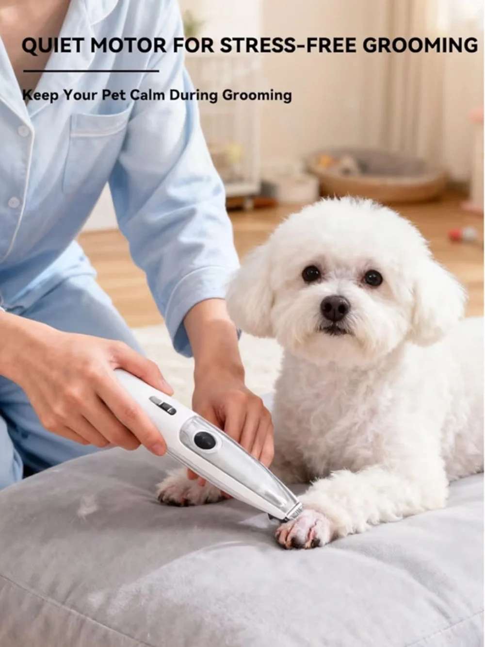 Pet Paw Hair Trimmer With Vacuum And LED Light Rechargeable